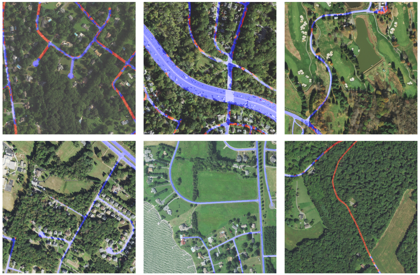 Seeing the roads through the trees: A benchmark for modeling spatial dependencies with aerial imagery